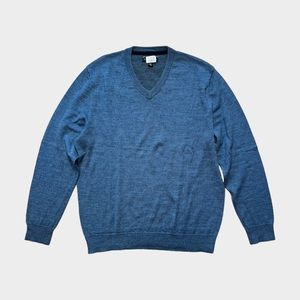 Club Room V-Neck Sweater Blue Heather Size Small